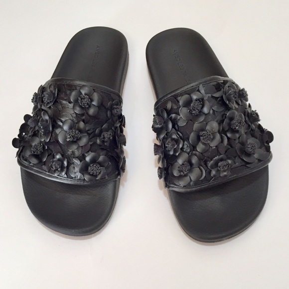 Stella Black Floral Embellished Slide Sandal NIB 6 - Picture 4 of 11